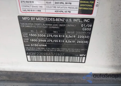 2008 Mercedes-Benz Gl 320 Cdi 4Matic из США, поврежденный, VIN 4JGBF22E98A372627